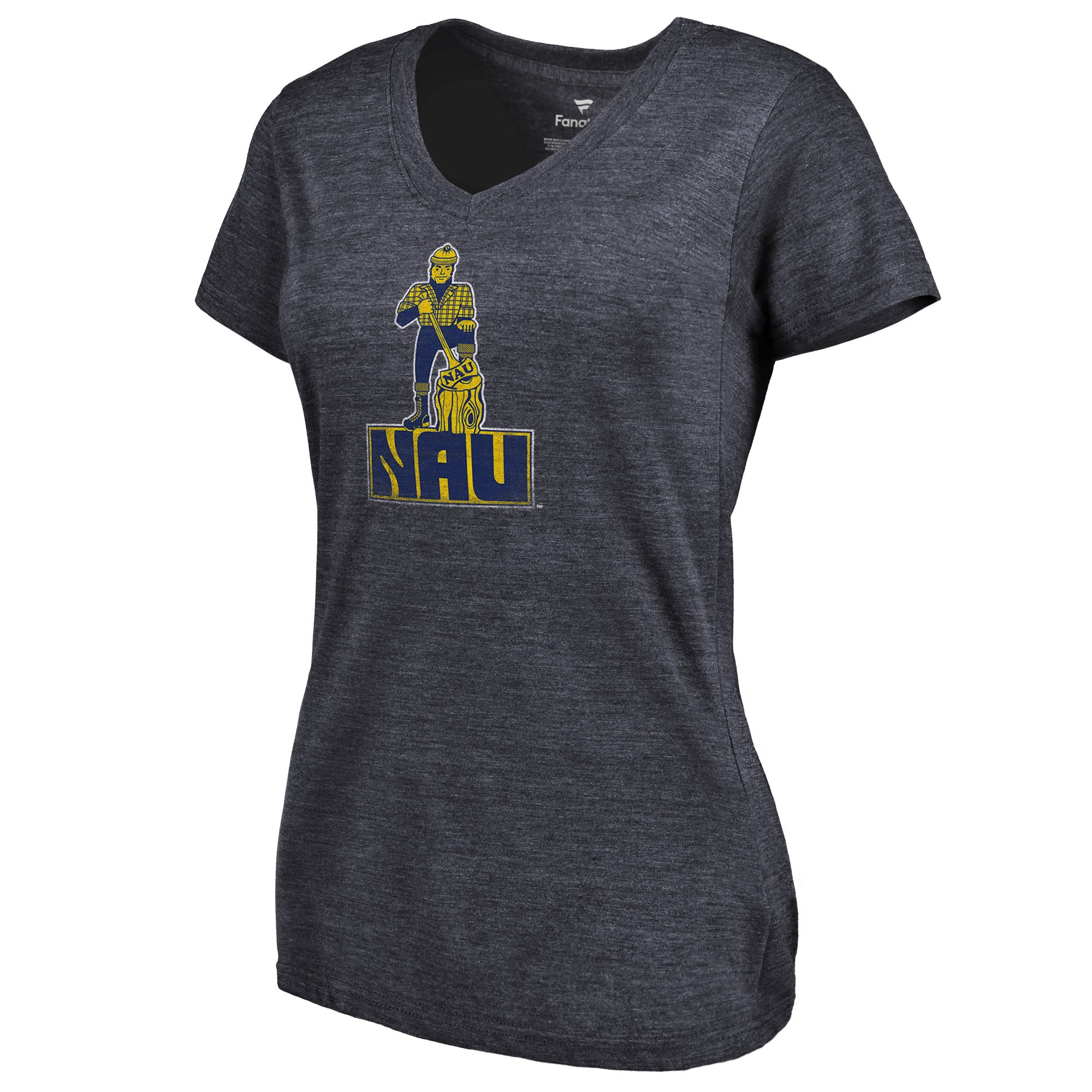 2020 NCAA Fanatics Branded Northern Arizona Lumberjacks Women Navy College Vault Primary Logo TriBlend VNeck TShirt